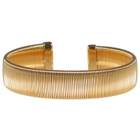 Bracelet jonc ouvert flexible en acier doré.