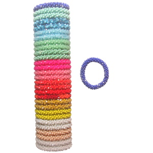 Bracelet fantaisie élastique composé de perles de cristaux multicolores. 15 coloris différents. Vendu à l'unité.