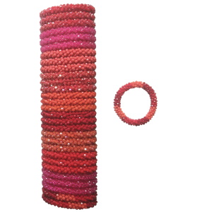 Bracelet fantaisie élastique composé de perles de cristaux rouges et roses. 10 coloris différents. Vendu à l'unité.