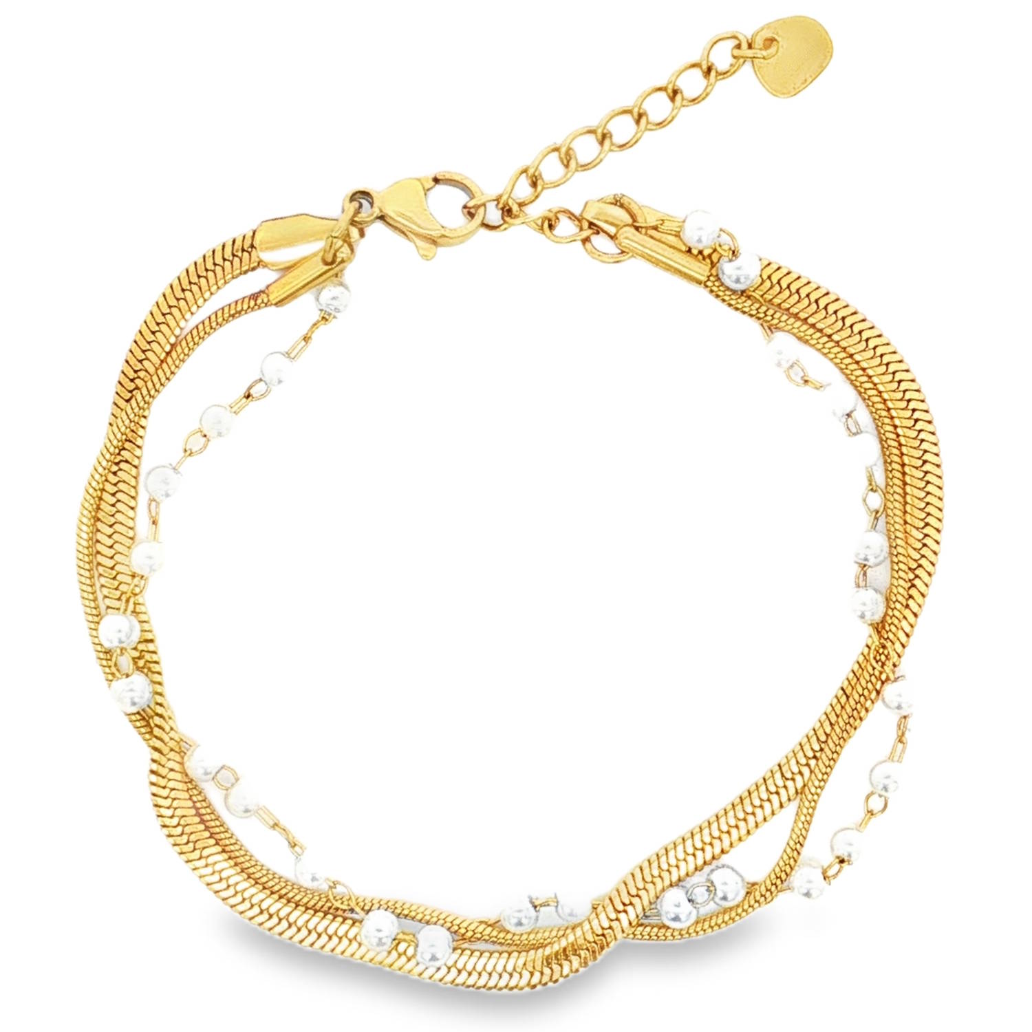 Ce bracelet triple rangs en acier doré capture l'élégance intemporelle avec une touche de modernité.<br/>Orné de perles rondes classiques, ce bijou délicat apporte une sophistication subtile à toute tenue.<br/>Idéal pour rehausser votre style quotidien ou pour une occasion spéciale.<br/>Fermoir mousqueton avec 3 cm de rallonge. Multirangs Perle Adolescent Adulte Femme Fille Indémodable Ce bracelet triple rangs en acier doré capture l'élégance intemporelle avec une touche de modernité.<br/>Orné de perles rondes classiques, ce bijou délicat apporte une sophistication subtile à toute tenue.<br/>Idéal pour rehausser votre style quotidien ou pour une occasion spéciale.<br/>Fermoir mousqueton avec 3 cm de rallonge. Multirangs Perle Adolescent Adulte Femme Fille Indémodable