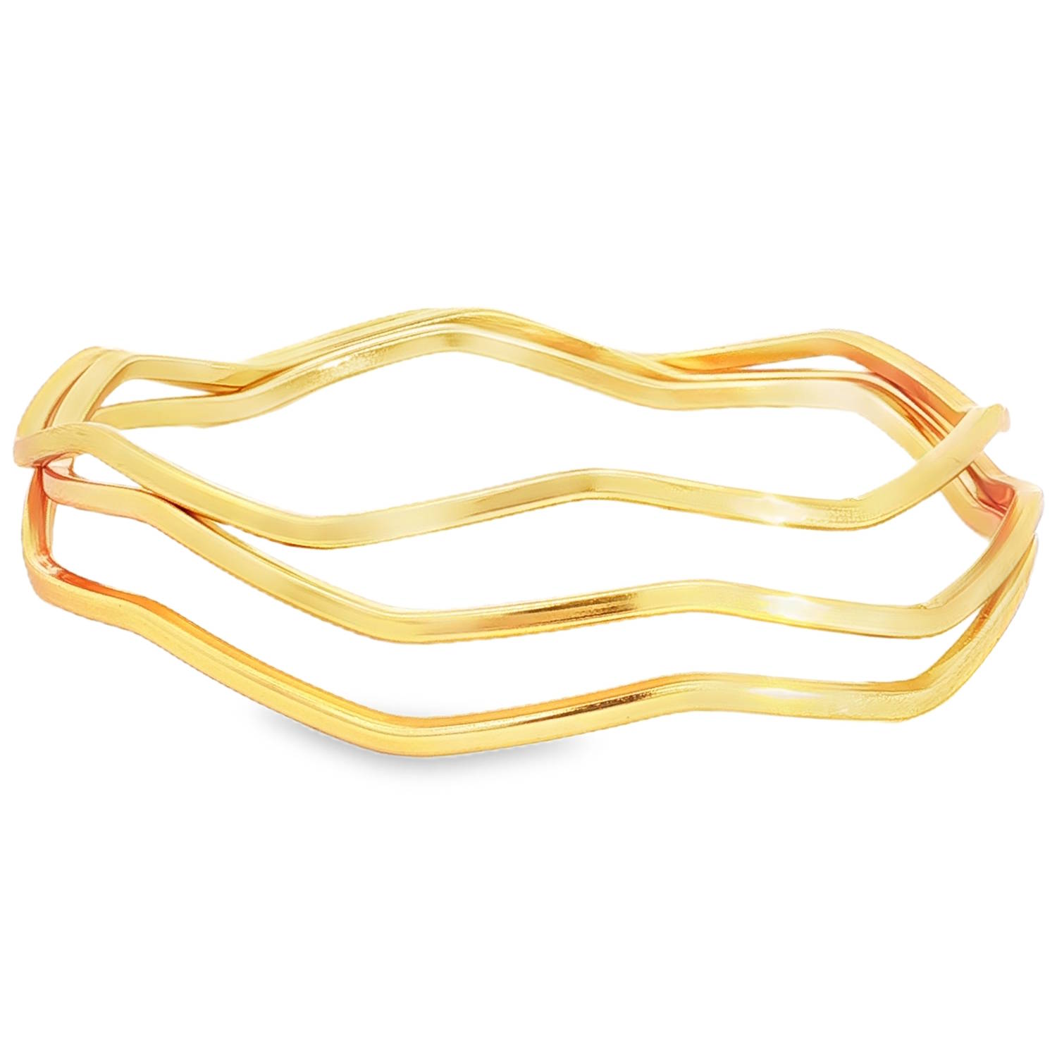 Rehaussez votre élégance avec ce trio de joncs en acier doré.<br/>Leur design ondulé unique apporte une touche de modernité à une silhouette classique.<br/>Parfaits pour être portés ensemble ou séparément, ces bracelets en acier doré sont un ajout raffiné à toute collection de bijoux. Jonc Lot Rigide Adolescent Adulte Femme Fille Indémodable Rehaussez votre élégance avec ce trio de joncs en acier doré.<br/>Leur design ondulé unique apporte une touche de modernité à une silhouette classique.<br/>Parfaits pour être portés ensemble ou séparément, ces bracelets en acier doré sont un ajout raffiné à toute collection de bijoux. Jonc Lot Rigide Adolescent Adulte Femme Fille Indémodable