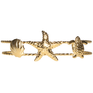 Bracelet jonc composé d'une étoile de mer, d'une tortue et d'un coquillage en acier doré.