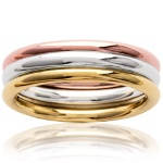 Bague composée de 3 anneaux non solidaires en plaqué or, plaqué or rose et argent 925/000 rhodié.