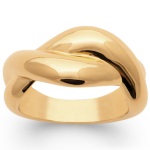 Bague motif anneaux entrelacés en plaqué or.