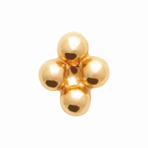 Piercing en forme de trèfle à quatre feuilles en plaqué or jaune 18 carats et une tige en titane. Vendu à l'unité.