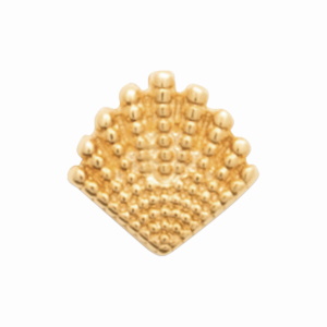 Piercing en forme de coquillage en plaqué or jaune 18 carats et une tige en titane. Vendu à l'unité.