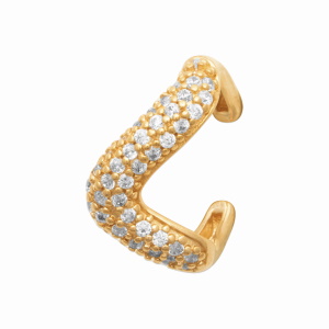 Bague d'oreille en plaqué or jaune 18 carats sertie d'oxydes de zirconium blancs. Vendu à l'unité.