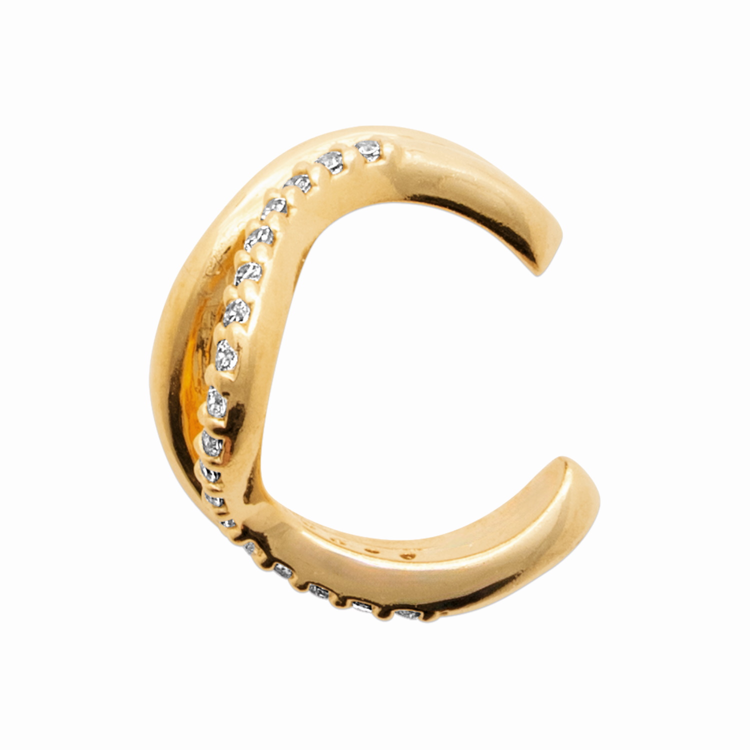 Bague d'oreille en plaqué or jaune 18 carats sertie d'oxydes de zirconium.<br/>Vendu à l'unité. Strass Adolescent Adulte Femme Fille Indémodable Bague d'oreille en plaqué or jaune 18 carats sertie d'oxydes de zirconium.<br/>Vendu à l'unité. Strass Adolescent Adulte Femme Fille Indémodable