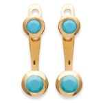 Boucles d'oreilles pendantes en plaqué or 18 carats et pierres d'imitation turquoise.