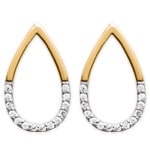 Boucles d'oreilles pendantes en forme de goutte en plaqué or et oxydes de zirconium.