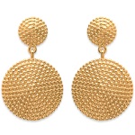 Boucles d'oreilles rondes pendantes en plaqué or.