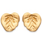 Boucles d'oreilles puces au motif feuille en plaqué or.