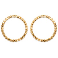 Boucles d'oreilles pendantes cercles au motif tressé en plaqué or jaune 18 carats.