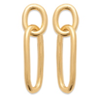 Boucles d'oreilles pendantes composées de deux chaînons en plaqué or jaune 18 carats.