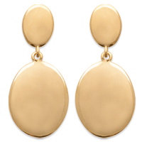Boucles d'oreilles pendantes composées de deux pastilles ovales en plaqué or jaune 18 carats.