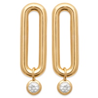 Boucles d'oreilles pendantes en plaqué or jaune 18 carats et un pendant serti clos d'oxyde de zirconium blanc.