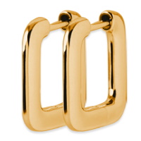 Boucles d'oreilles créoles de forme carré en plaqué or jaune 18 carats.