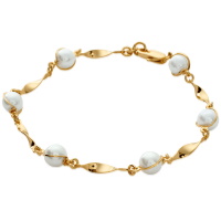 Bracelet en plaqué or jaune 18 carats et perles synthétiques.