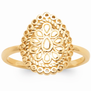 Bague avec une fleur en plaqué or jaune 18 carats.