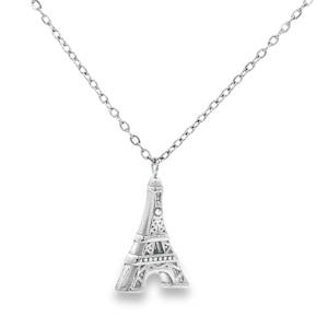 Ce collier délicat capture l'essence du chic français avec un pendentif finement détaillé représentant l'emblématique Tour Eiffel. C'est le bijou parfait pour les amoureux de Paris, les voyageurs ou ceux qui cherchent une touche de romantisme au quotidien. Le pendentif est une réplique miniature et stylisée du célèbre monument parisien. On y distingue des gravures précises qui imitent la structure métallique et les étages de la Dame de Fer. Un petit cristal scintillant est incrusté au centre de la structure, apportant un point de lumière discret.