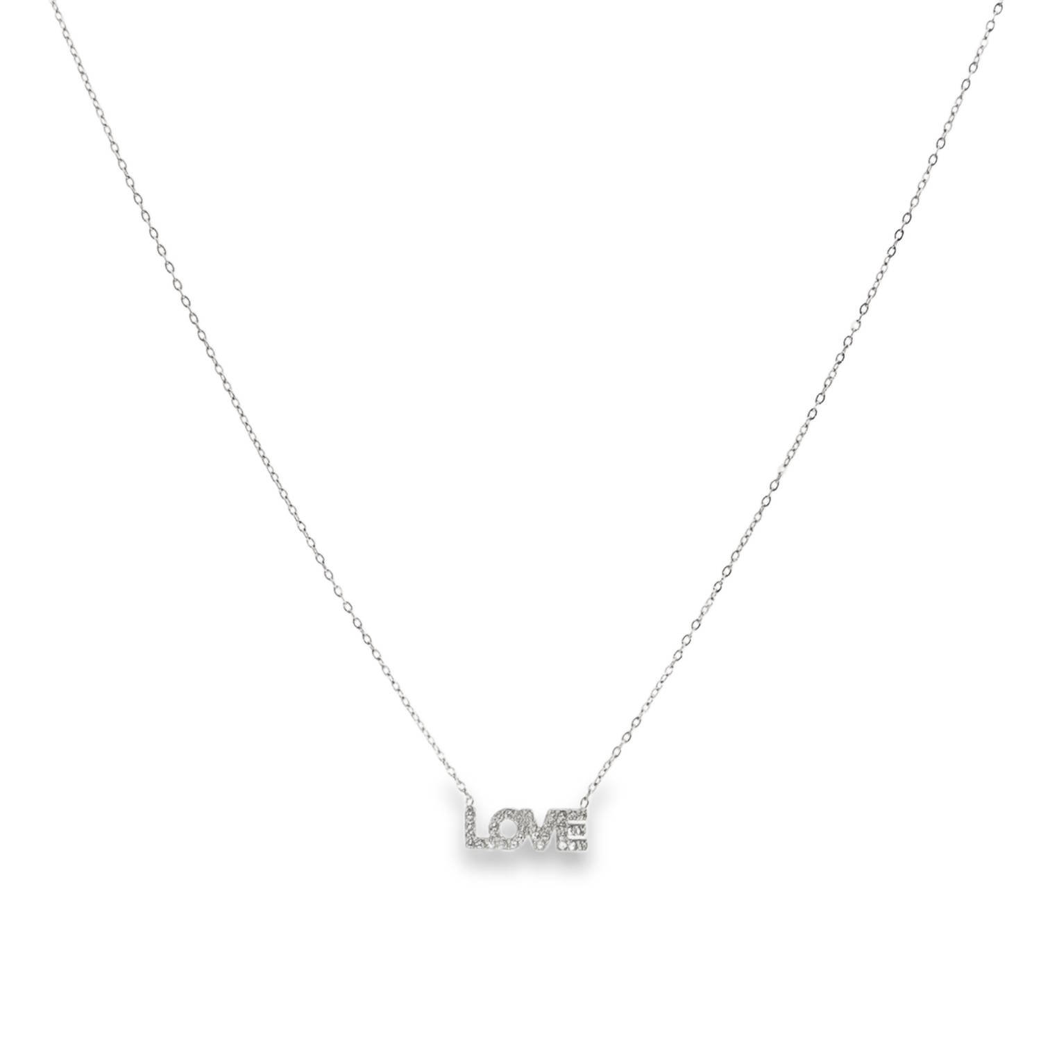 Exprimez votre affection avec ce ravissant collier de type charm. Confectionné en acier argenté éclatant, il arbore un mot LOVE délicatement serti de strass incolores ronds, taillés en brillant.<br/>La clarté et le scintillement de strass sont mis en valeur par une symétrie et un poli soignés, capturant la lumière sous tous les angles.<br/>Fermoir mousqueton avec 5 cm de rallonge. Love Strass Adolescent Adulte Amour Femme Fille Indémodable Message Exprimez votre affection avec ce ravissant collier de type charm. Confectionné en acier argenté éclatant, il arbore un mot LOVE délicatement serti de strass incolores ronds, taillés en brillant.<br/>La clarté et le scintillement de strass sont mis en valeur par une symétrie et un poli soignés, capturant la lumière sous tous les angles.<br/>Fermoir mousqueton avec 5 cm de rallonge. Love Strass Adolescent Adulte Amour Femme Fille Indémodable Message