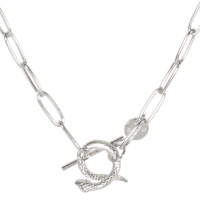 Collier composé d'une chaîne avec fermoir cabillaud en forme de serpent en acier argenté.