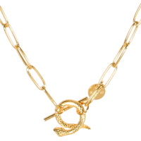 Collier composé d'une chaîne avec fermoir cabillaud en forme de serpent en acier doré.