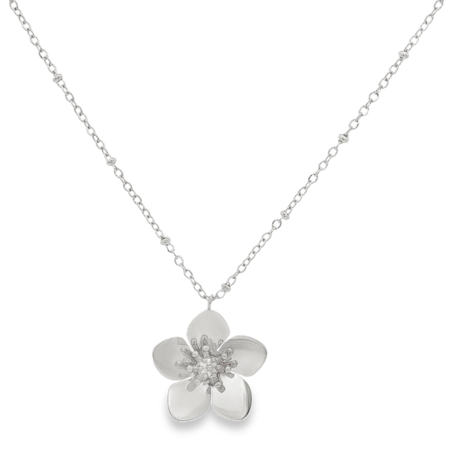 Apportez une touche de fraîcheur et de poésie à votre tenue avec ce collier raffiné. Alliant la force de l’acier à la douceur d'un motif floral, ce bijou est l'accessoire idéal pour celles qui recherchent une élégance intemporelle.<br/>Une magnifique fleur à cinq pétales au fini poli miroir, captant la lumière à chaque mouvement. Le cœur de la fleur est finement travaillé avec des détails en relief imitant les pistils, offrant un contraste de textures réaliste et sophistiqué.<br/>Un mousqueton sécurisé accompagné d'une chaînette d'extension, permettant d'ajuster parfaitement la taille à votre morphologie. Adolescent Adulte Femme Fille Fleurs Indémodable Nature Apportez une touche de fraîcheur et de poésie à votre tenue avec ce collier raffiné. Alliant la force de l’acier à la douceur d'un motif floral, ce bijou est l'accessoire idéal pour celles qui recherchent une élégance intemporelle.<br/>Une magnifique fleur à cinq pétales au fini poli miroir, captant la lumière à chaque mouvement. Le cœur de la fleur est finement travaillé avec des détails en relief imitant les pistils, offrant un contraste de textures réaliste et sophistiqué.<br/>Un mousqueton sécurisé accompagné d'une chaînette d'extension, permettant d'ajuster parfaitement la taille à votre morphologie. Adolescent Adulte Femme Fille Fleurs Indémodable Nature