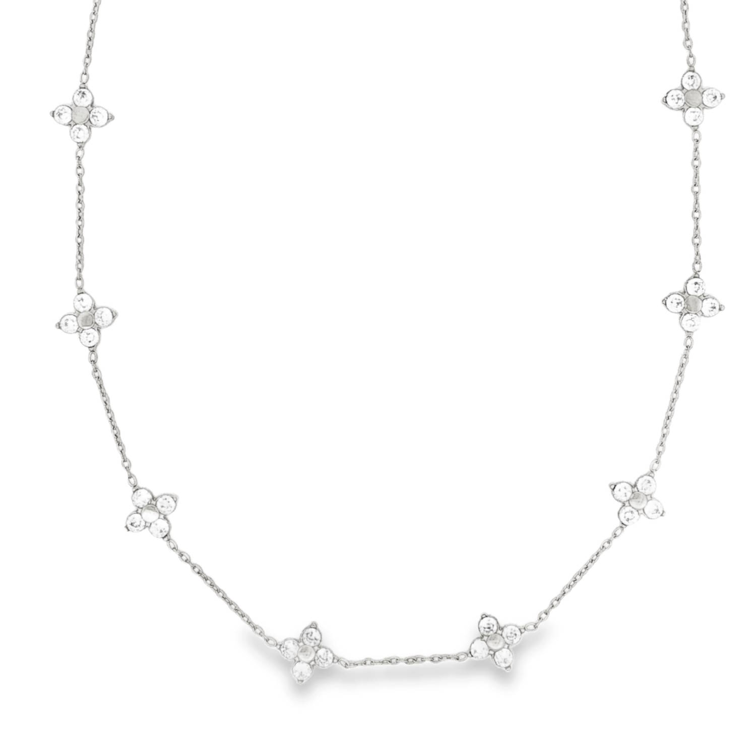 Ce superbe collier, d'une élégance intemporelle, allie la robustesse de l'acier inoxydable à la finesse d'un design printanier. Conçu pour la femme moderne qui recherche un accessoire à la fois discret et scintillant, il se distingue par ses détails soignés et sa finition lumineuse.<br/>Une chaîne maille forçat délicate rythmée par une série de motifs trèfles à quatre feuilles.<br/>Chaque motif floral est méticuleusement serti de cristaux d'un blanc pur, créant un jeu de lumière fascinant à chaque mouvement.<br/>Un mousqueton sécurisé accompagné d'une chaînette d'extension, permettant d'ajuster parfaitement la taille à votre morphologie. Strass Trèfle Adolescent Adulte Femme Fille Fleurs Indémodable Nature Ce superbe collier, d'une élégance intemporelle, allie la robustesse de l'acier inoxydable à la finesse d'un design printanier. Conçu pour la femme moderne qui recherche un accessoire à la fois discret et scintillant, il se distingue par ses détails soignés et sa finition lumineuse.<br/>Une chaîne maille forçat délicate rythmée par une série de motifs trèfles à quatre feuilles.<br/>Chaque motif floral est méticuleusement serti de cristaux d'un blanc pur, créant un jeu de lumière fascinant à chaque mouvement.<br/>Un mousqueton sécurisé accompagné d'une chaînette d'extension, permettant d'ajuster parfaitement la taille à votre morphologie. Strass Trèfle Adolescent Adulte Femme Fille Fleurs Indémodable Nature