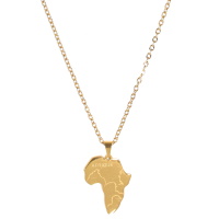 Collier composé d'une chaîne avec d'un pendentif Afrique en acier doré.