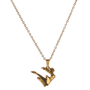 Collier composé d'une chaîne et d'un pendentif en forme de danseuse étoile en acier doré.