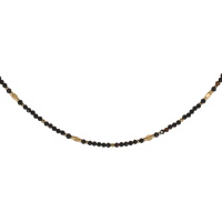 Collier composé de perles en acier doré et de perle en véritables pierre d'agate. Fermoir mousqueton avec 5 cm de rallonge.