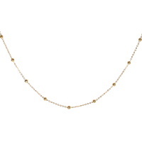 Collier composé d'une chaîne avec perles en acier doré. Fermoir mousqueton avec 5 cm de rallonge.