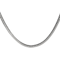 Collier chaîne maille serpent en acier argenté. Fermoir mousqueton avec 5 cm de rallonge.