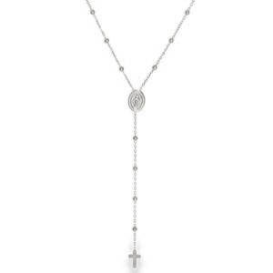 Affirmez votre style avec ce magnifique collier de type chapelet, une pièce à la fois intemporelle et moderne. Conçu en acier inoxydable argenté, ce bijou allie la finesse du détail à une grande robustesse, garantissant un éclat durable sans ternissement. Le collier présente une structure en Y, très tendance, qui met en valeur le décolleté avec finesse. Au centre, une médaille ovale délicatement gravée (représentant généralement la Vierge Marie ou une figure religieuse). En bas de la chute de chaîne se trouve une croix latine minimaliste aux lignes épurées et à la finition polie. Un mousqueton sécurisé accompagné d'une chaînette d'extension, permettant d'ajuster parfaitement la taille à votre morphologie.