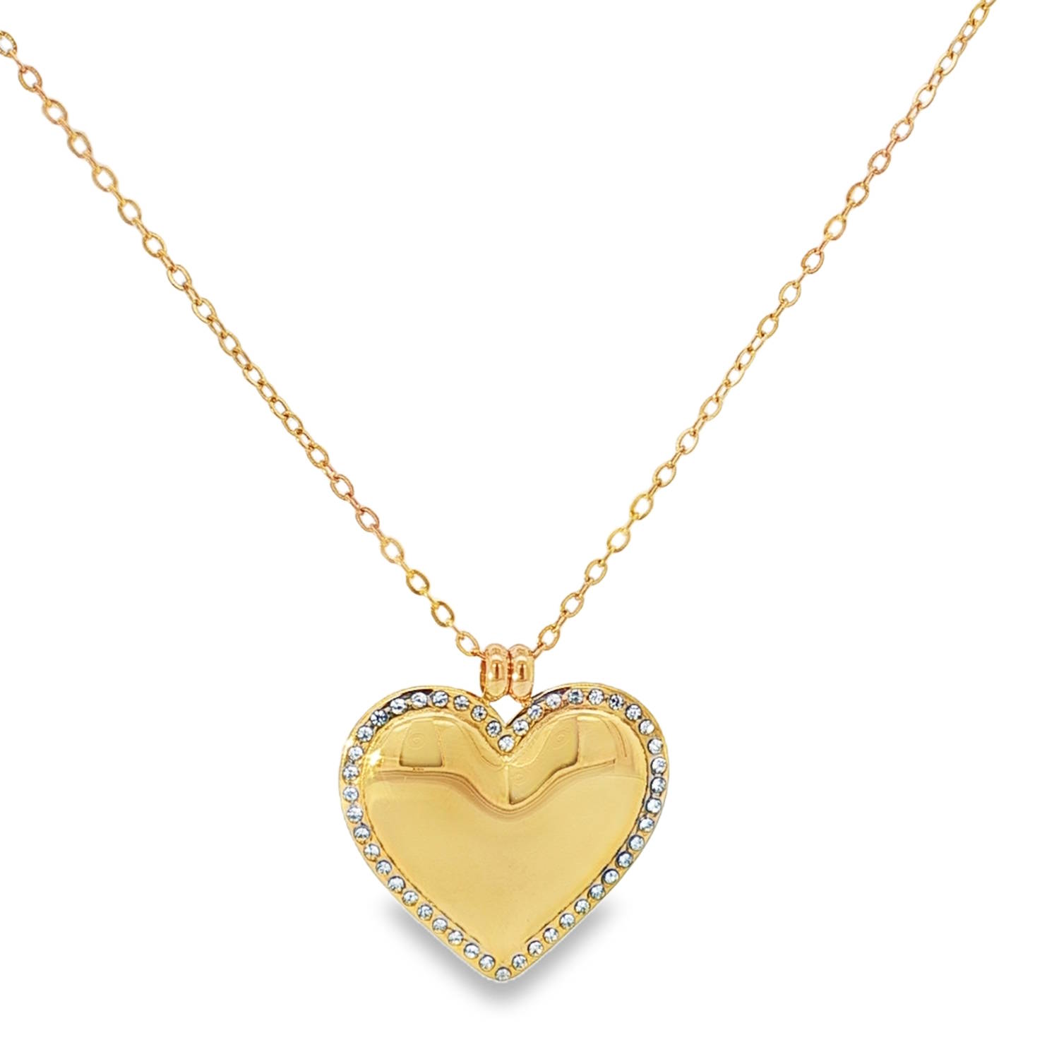 Éclat et amour se rencontrent dans ce sublime collier en acier doré, orné d'un pendentif cœur serti de strass taille brillant.<br/>Un bijou précieux, symbole d'élégance et de raffinement, idéal pour exprimer vos sentiments les plus sincères.<br/>Son design intemporel en fait un cadeau parfait pour toutes les occasions.<br/>Fermoir mousqueton avec 5 cm de rallonge. Coeur Strass Adolescent Adulte Amour Femme Fille Indémodable Éclat et amour se rencontrent dans ce sublime collier en acier doré, orné d'un pendentif cœur serti de strass taille brillant.<br/>Un bijou précieux, symbole d'élégance et de raffinement, idéal pour exprimer vos sentiments les plus sincères.<br/>Son design intemporel en fait un cadeau parfait pour toutes les occasions.<br/>Fermoir mousqueton avec 5 cm de rallonge. Coeur Strass Adolescent Adulte Amour Femme Fille Indémodable