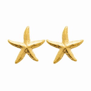 Boucles d'oreilles pendantes en forme d'étoile de mer en acier chirurgical 316L doré.