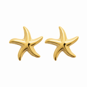 Boucles d'oreilles pendantes en forme d'étoile de mer en acier chirurgical 316L doré.