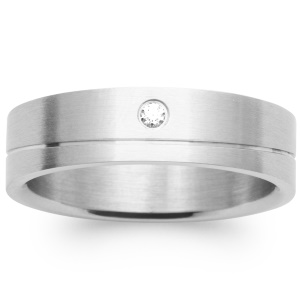 Bague alliance pour hommes en acier chirurgical 316L argenté.