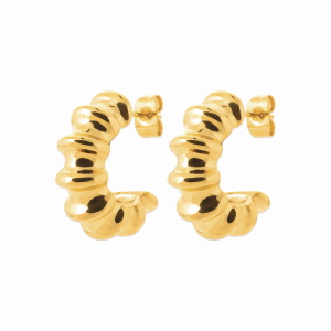 Boucles d'oreilles créoles ouvertes en acier chirurgical 316L doré.