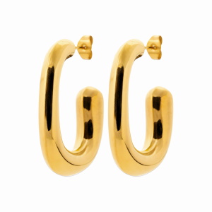 Boucles d'oreilles créoles ouvertes en acier chirurgical 316L doré.