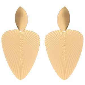 Boucles d'oreilles pendantes avec motifs de rayons en acier doré.