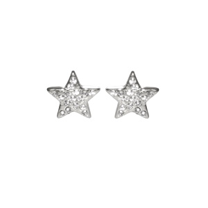Boucles d'oreilles puces en forme d'étoile en acier argenté serties de strass.