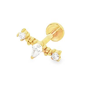 Piercing en acier chirurgical doré serti de strass.