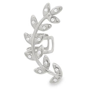 Affirmez votre style avec cette bague d'oreille (ear cuff) d'une finesse exceptionnelle, conçue pour épouser délicatement le contour de votre oreille sans nécessiter de perçage supplémentaire. Inspirée par la noblesse du laurier, cette pièce présente une tige incurvée ornée de douze feuilles délicates en acier inoxydable 316L. Chaque feuille est ponctuée en son centre d'un cristal étincelant, captant la lumière à chaque mouvement pour un éclat subtil et raffiné. Sa forme organique et fluide apporte une touche de poésie et de modernité à votre allure. Grâce à son anneau ajustable situé à l'arrière, ce bijou se fixe simplement sur le cartilage (hélix) pour un maintien sûr et confortable tout au long de la journée.