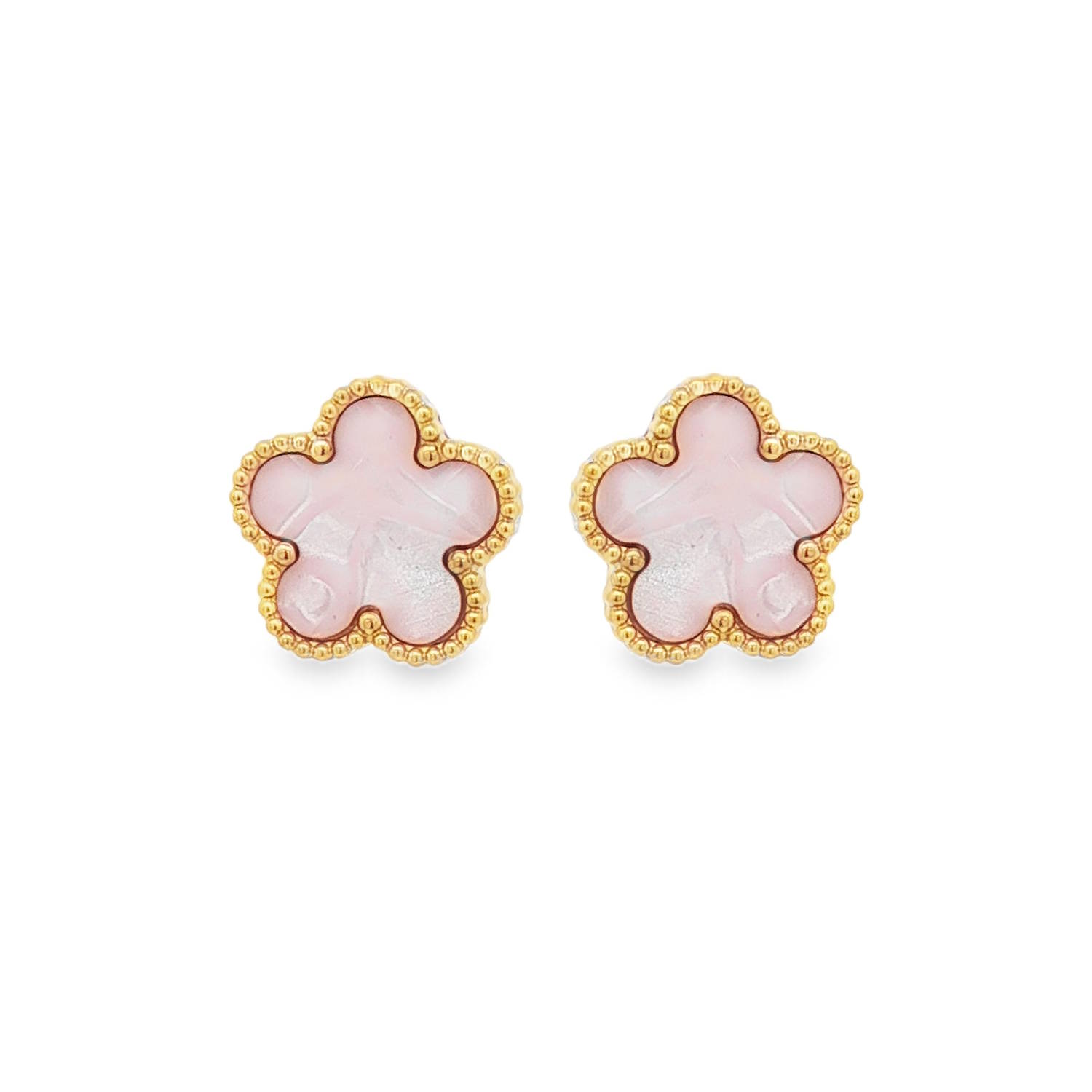 Sublimes boucles d'oreilles puces en acier doré, ornées d'une pierre rose taillé en cabochon rond.<br/>La douce couleur rosée de la pierre, combinée à l'éclat chaleureux du doré, offre un style à la fois délicat et sophistiqué.<br/>Un bijou intemporel, idéal pour compléter vos tenues avec une touche de féminité. Puce Adolescent Adulte Automne Femme Fille Fleurs Hiver Nature Sublimes boucles d'oreilles puces en acier doré, ornées d'une pierre rose taillé en cabochon rond.<br/>La douce couleur rosée de la pierre, combinée à l'éclat chaleureux du doré, offre un style à la fois délicat et sophistiqué.<br/>Un bijou intemporel, idéal pour compléter vos tenues avec une touche de féminité. Puce Adolescent Adulte Automne Femme Fille Fleurs Hiver Nature