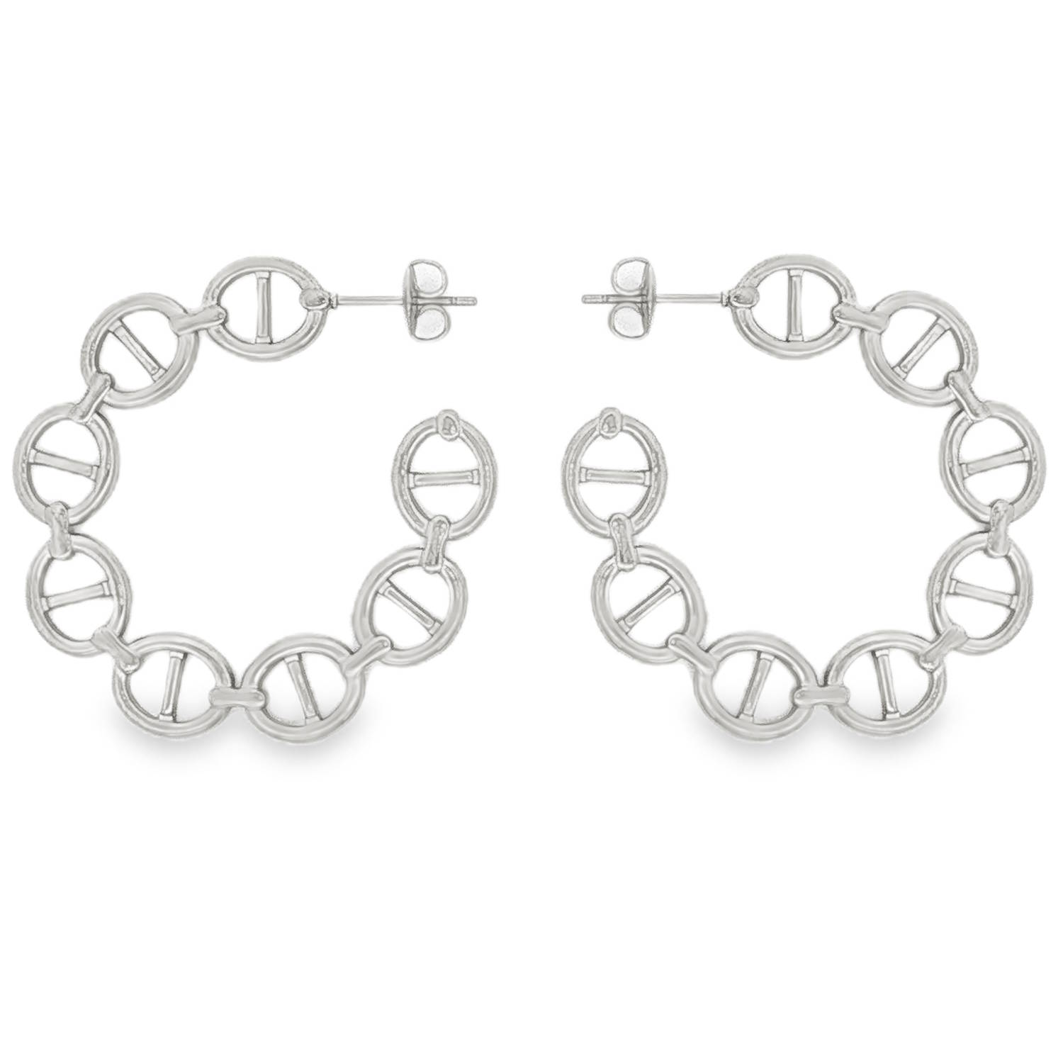 Apportez une touche d'élégance graphique et moderne à votre style avec cette paire de boucles d'oreilles créoles. Conçues en acier inoxydable de haute qualité, elles allient durabilité, éclat argenté et design contemporain.<br/>Créoles ouvertes formées d'une succession de maillons articulés inspirés de l'univers marin (maillons d'ancre ou grains de café évidés). Créoles Grain de café Adolescent Adulte Femme Fille Indémodable Apportez une touche d'élégance graphique et moderne à votre style avec cette paire de boucles d'oreilles créoles. Conçues en acier inoxydable de haute qualité, elles allient durabilité, éclat argenté et design contemporain.<br/>Créoles ouvertes formées d'une succession de maillons articulés inspirés de l'univers marin (maillons d'ancre ou grains de café évidés). Créoles Grain de café Adolescent Adulte Femme Fille Indémodable