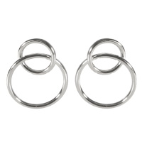 Boucles d'oreilles pendantes composées de deux cercles en acier argenté.