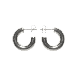 Boucles d'oreilles créoles ouvertes en acier argenté.