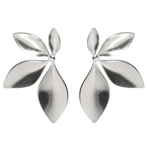 Boucles d'oreilles pendantes en forme de fleur en acier argenté.